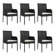 preview thumbnail 22 of 91, vidaXL 3 Piece Patio Dining Set with Cushions Black Poly Rattan - 18.9" x 21.7" x 34.6"
