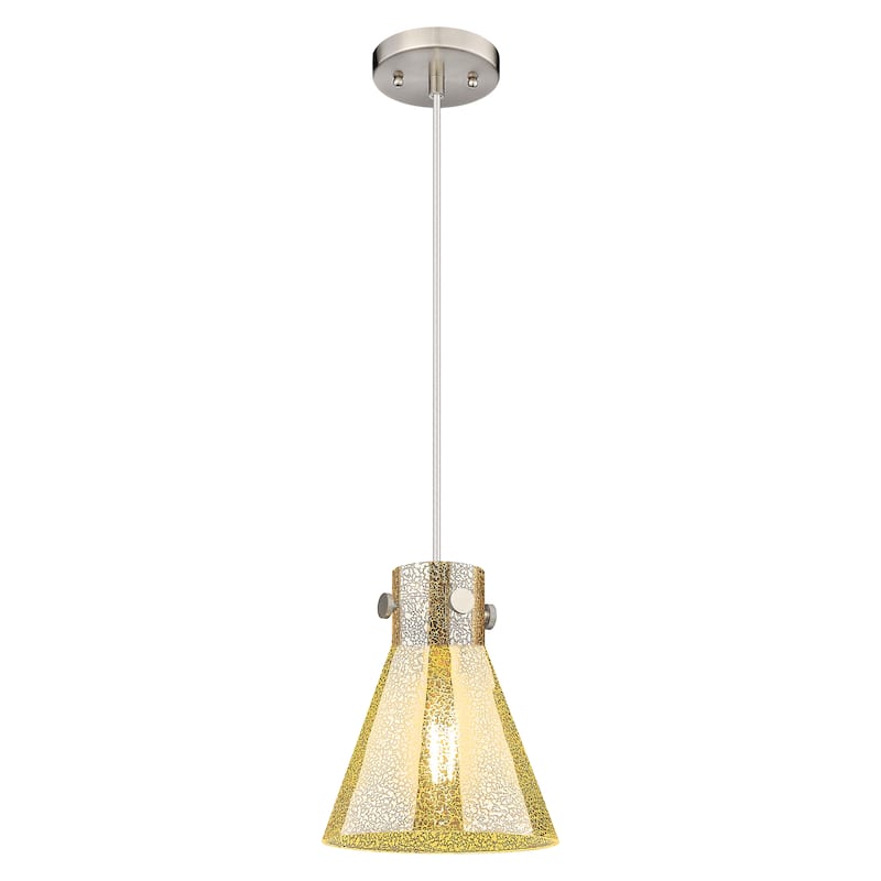 Innovations Lighting Downtown Urban - Newton Cone - 1 Light 8" Cord Hung Pendant - Satin Nickel/Mercury Shade