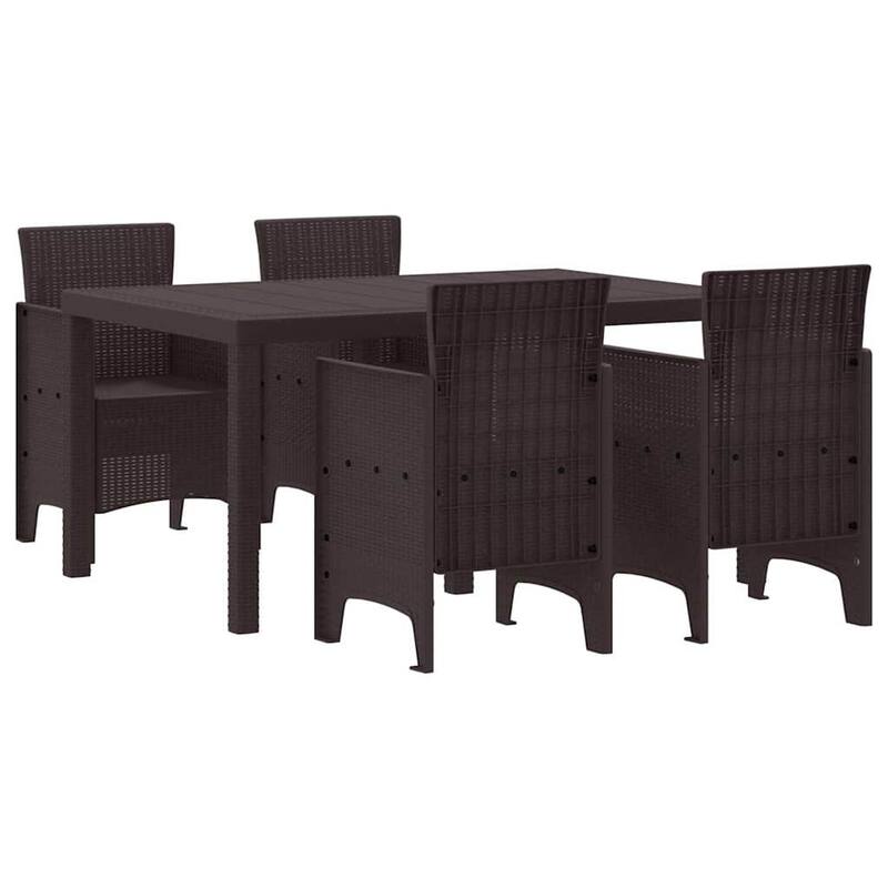 vidaXL Garden Dining Set 5/7 pcs Anthracite/Brown Polt rattan - 150 x 100 x 73 cm