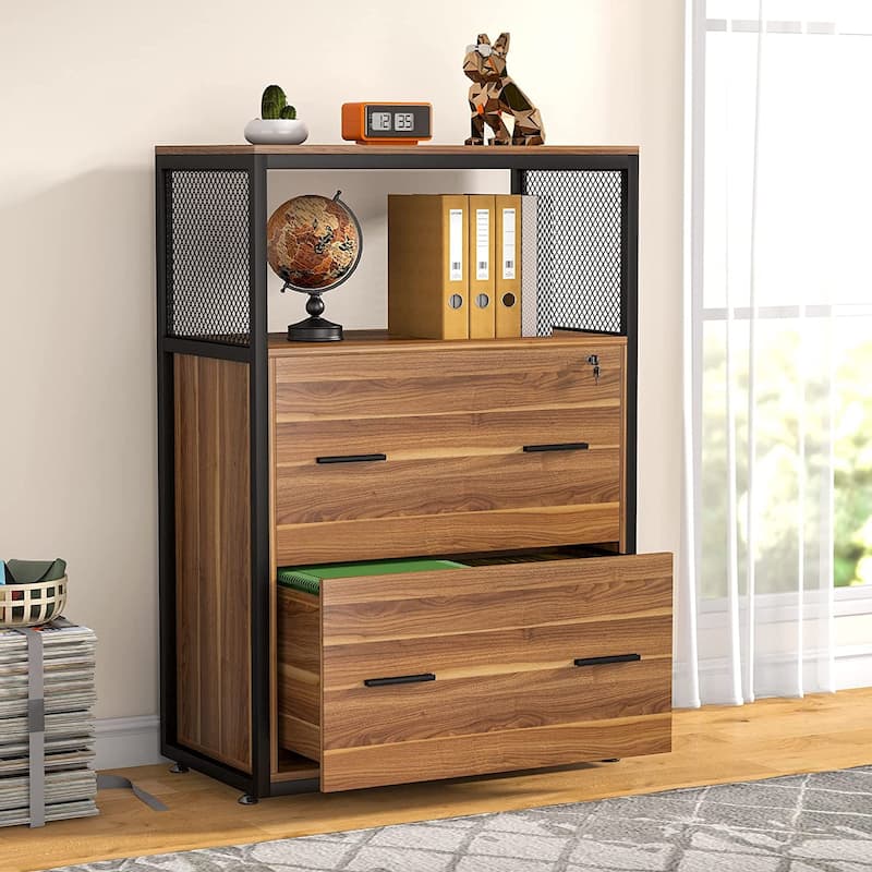 2-Drawer Lateral File Cabinets Legal Size, Large Filing Cabinet with Lock, Printer Stand