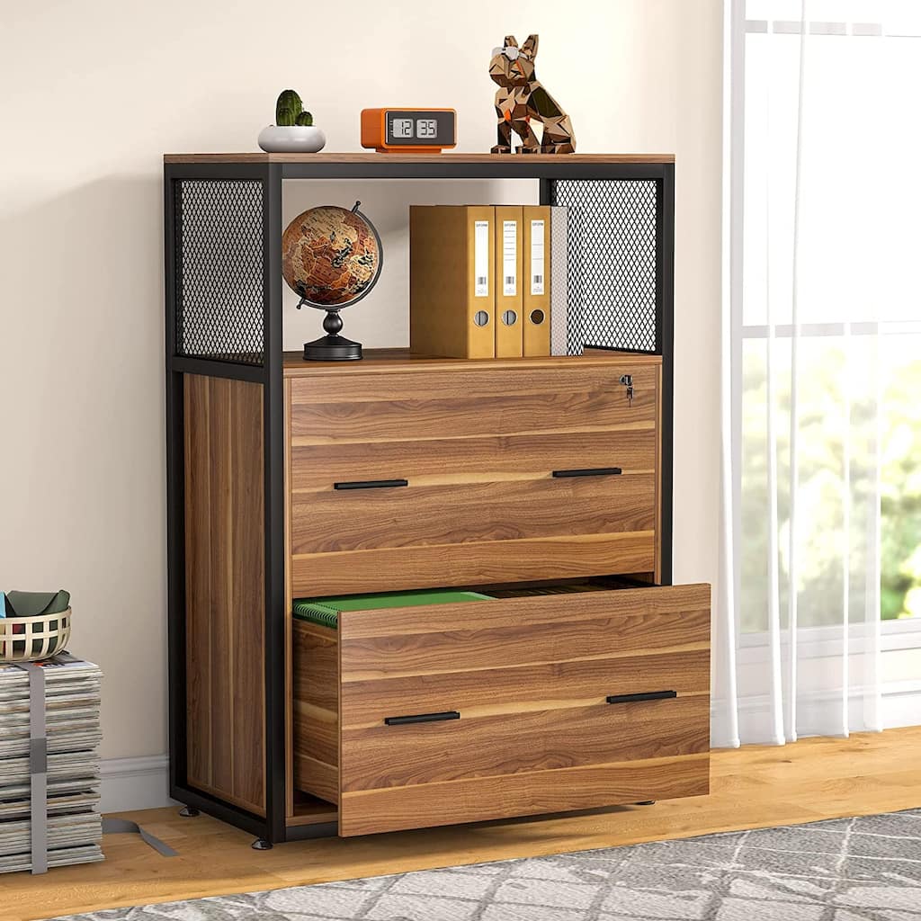 2-Drawer Lateral File Cabinets Legal Size, Large Filing Cabinet with Lock, Printer Stand