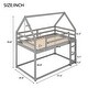 preview thumbnail 3 of 16, Twin over Twin Low Bunk Bed, House Bed Design with Ladder for Imaginative Play, Pine Wood and MDF