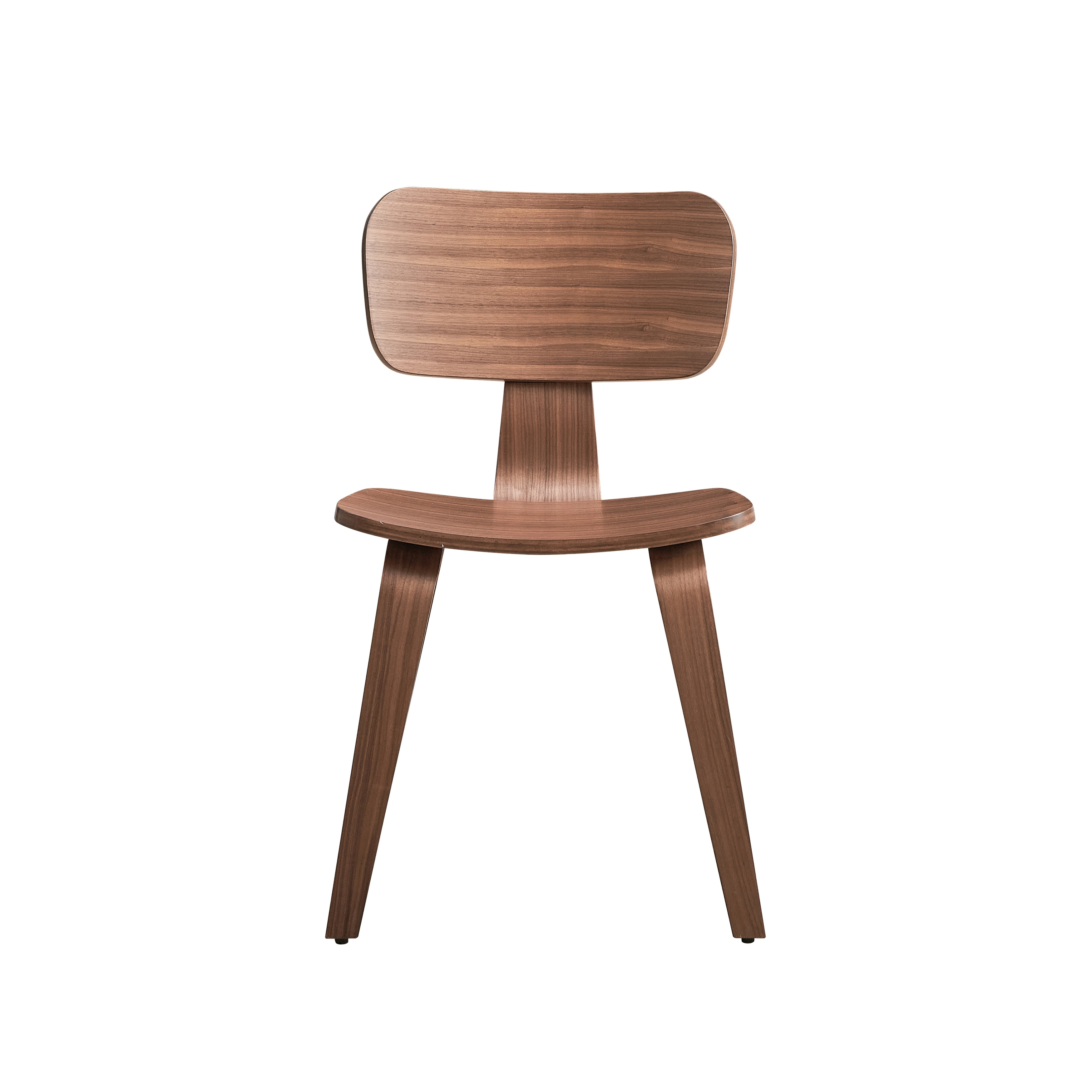 Walnut Finish Side Chairs Set of 2, Curved Ergonomic Design Solid Wood Dining Furniture Kitchen Modern