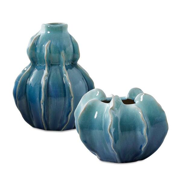 slide 2 of 4, Uttermost Ocean Wave Outdoor Glazed Vases Set/2