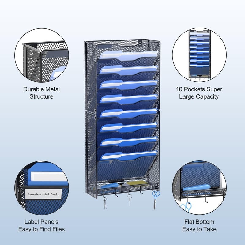 10 Tier Hanging Wall File Organizer