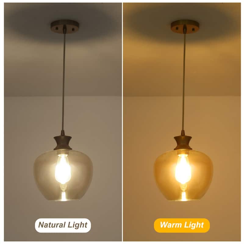 1-Light Pendant Light with Glass Shade for Kitchen Island