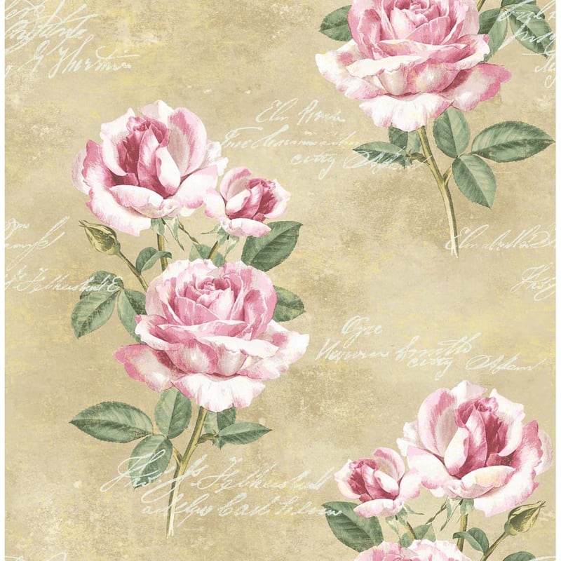 Seabrook Designs Edgewood Floral Script Unpasted Wallpaper - 20.5 in. W x 33 ft. L bolt 56 sq. ft.