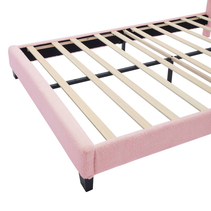 Sherpa Upholstered Bed with Floral Headboard