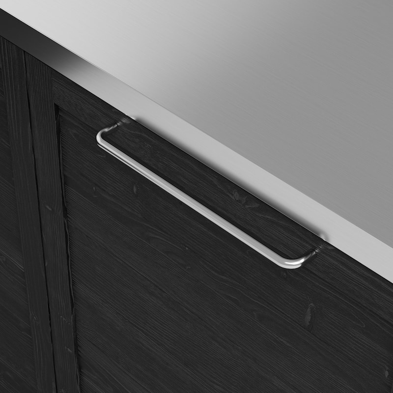 Outdoor BBQ Kitchen Cabinet Set, 100% Solid Wood Patio Kitchen Storage Stainless Steel Countertop