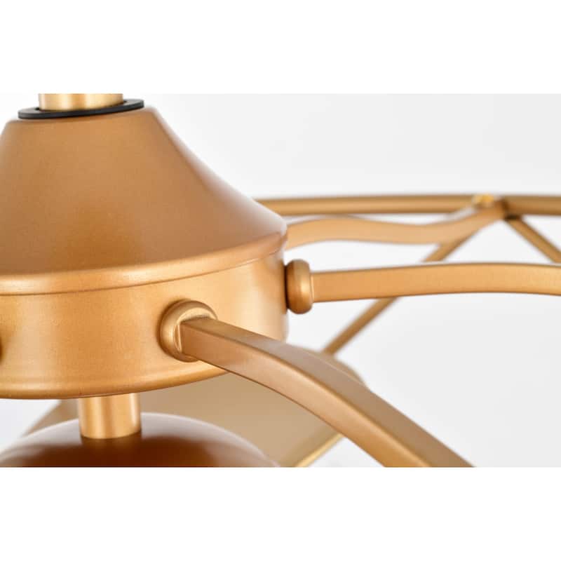 Femi 26-inch Matte Gold 6 Lights 3 Blades Lighted Ceiling Fan with Remote