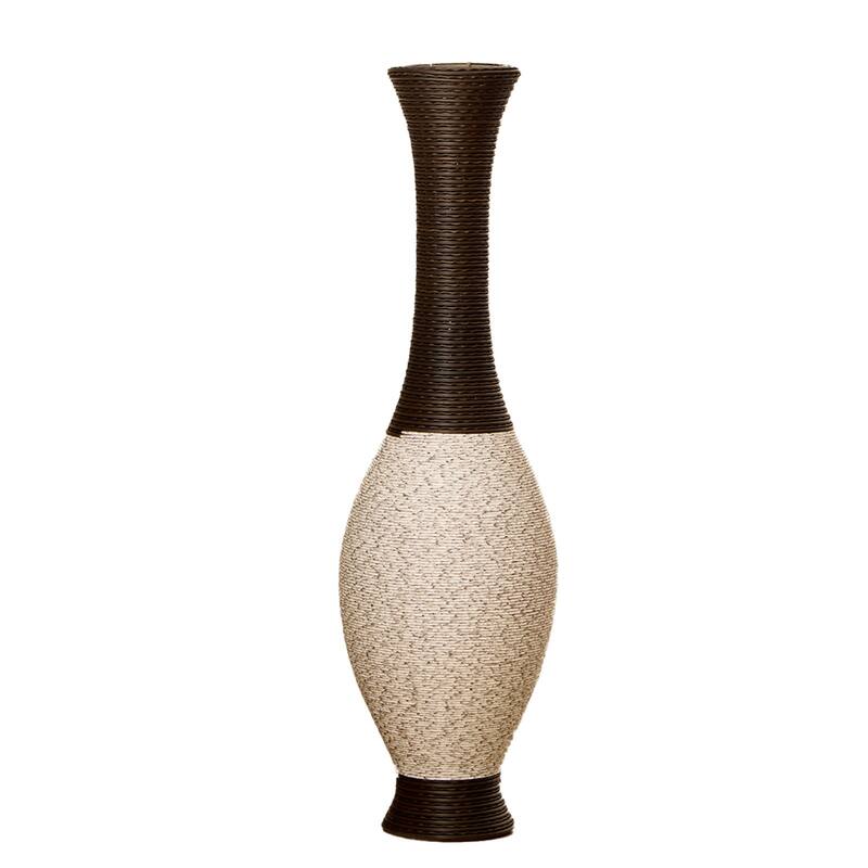 Hand-Woven PVC Rattan Floor Vase