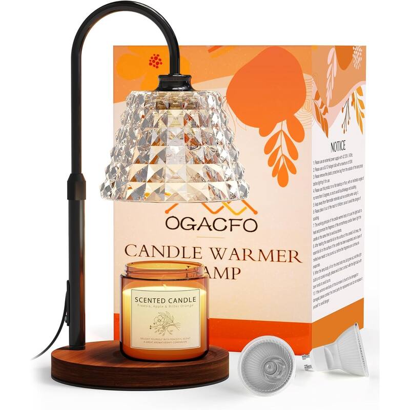 EROMMY Candle Warmer Lamp with Timer, Adjustable Wax Melter with 2 Bulbs & Dimmer.