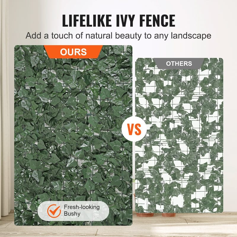 Green Silk Ivy Privacy Fence Wall Screen, 39x98 inches UV-Resistant Decorative Panel - 98” L x 39” H