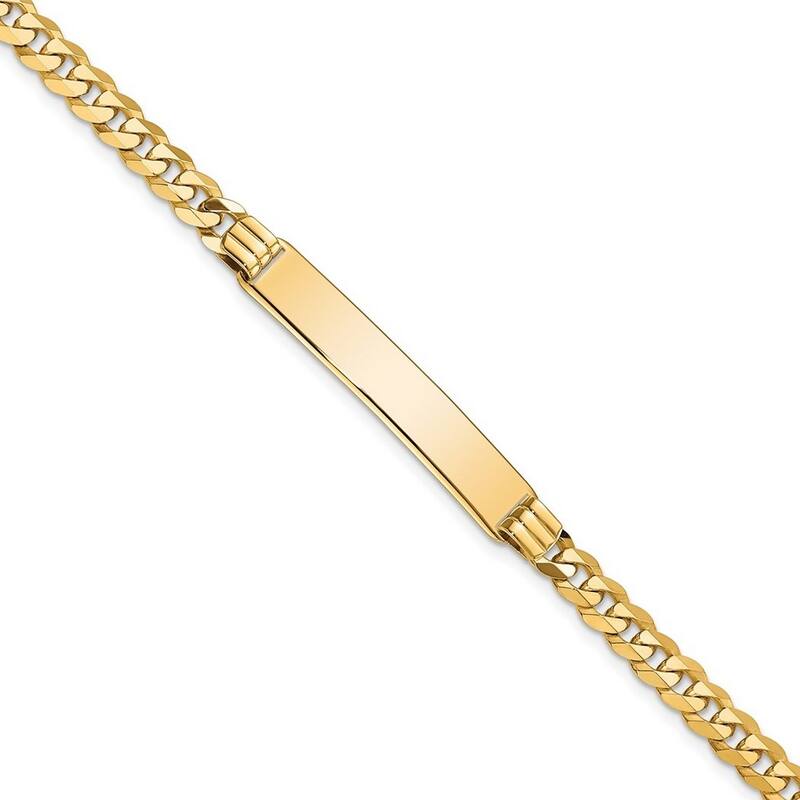 Curata 6mm 14k Yellow Gold Engravable Curb Link ID Bracelet