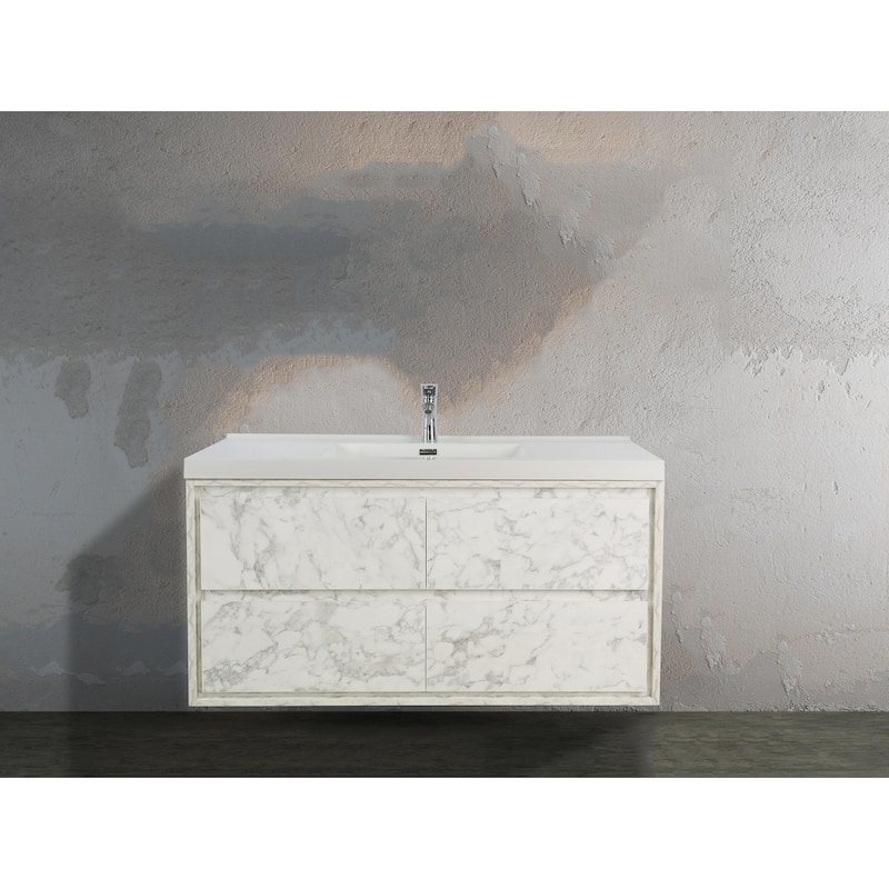 Sage 48" wall mounted bathroom vanity with single basin acrylic top