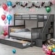 preview thumbnail 2 of 43, Twin Over Full Bunk Bed with Twin size Trundle,Storage and GuardRail