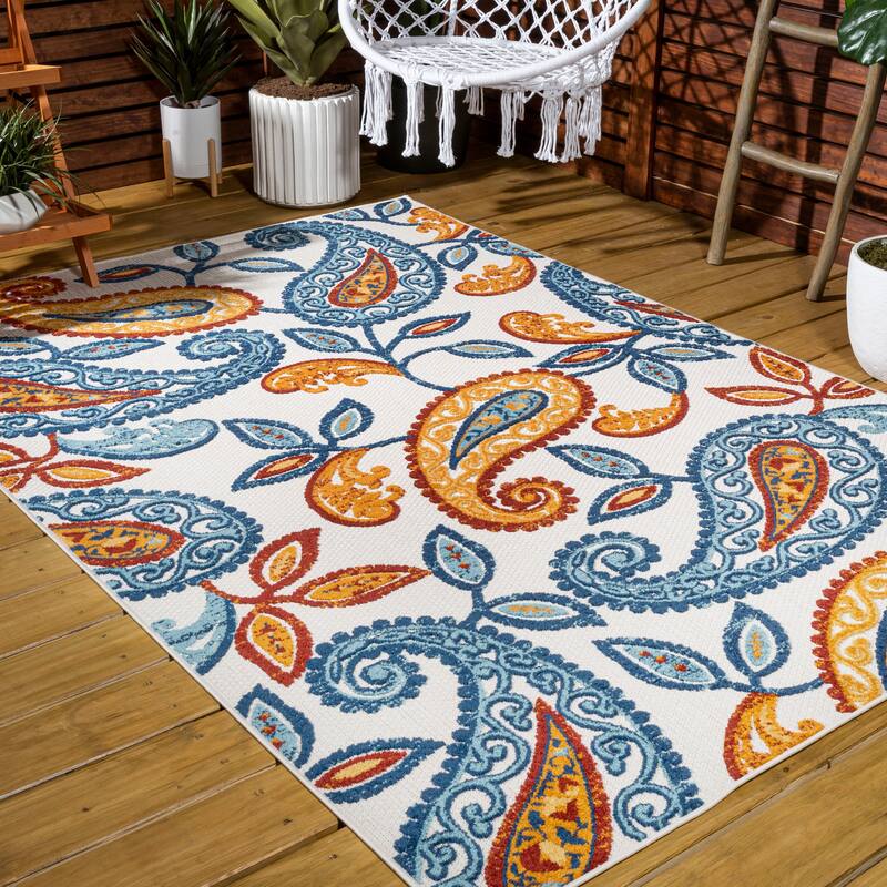 JONATHAN Y Gordes Paisley High-Low Indoor/Outdoor Area Rug