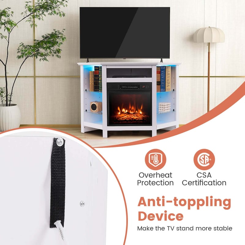 Costway Fireplace TV Stand with Led Lights & 18'' Electric Fireplace - See Details