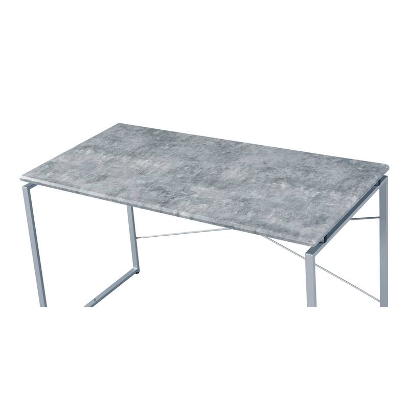 Faux Concrete Top Rectangular Writing Desk, Silver