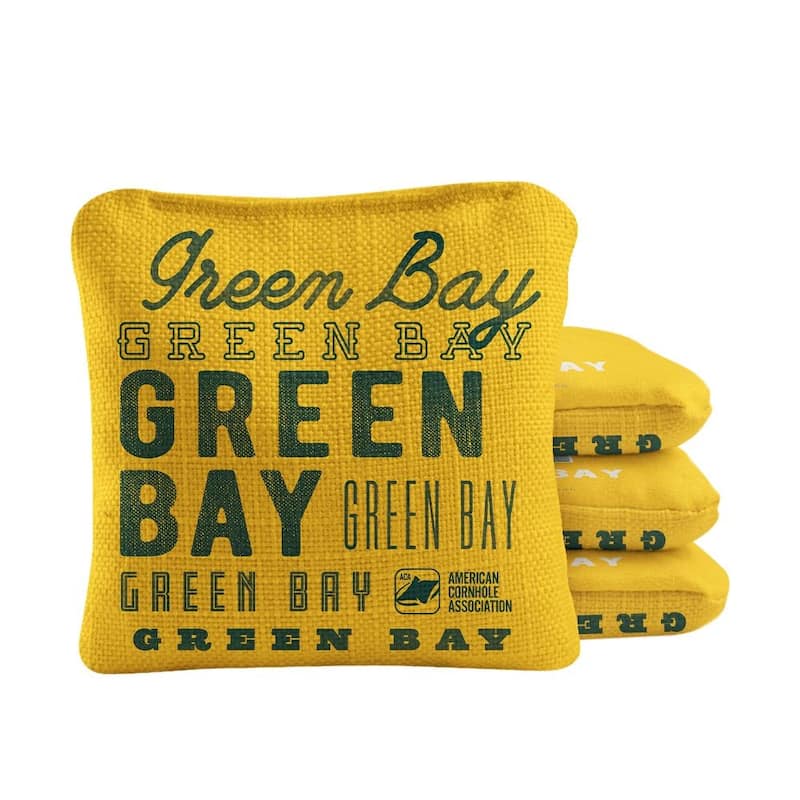 Green Bay Football Yellow Dual Sided Cornhole Bags