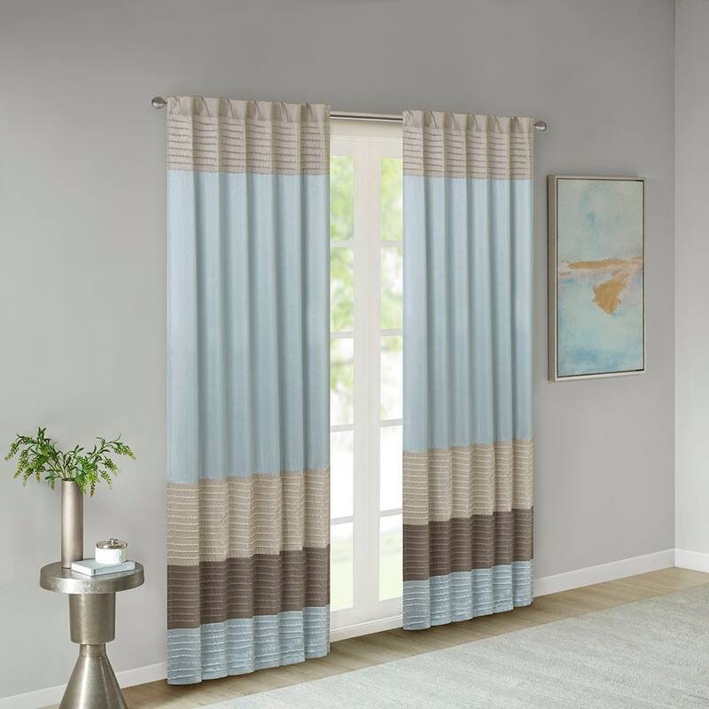 Polyoni Pintuck Curtain Panel - Blue