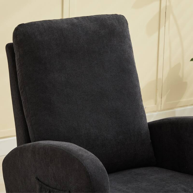 Upholstered Rocking Chair Nursery Chair with High Back and Side Pocket