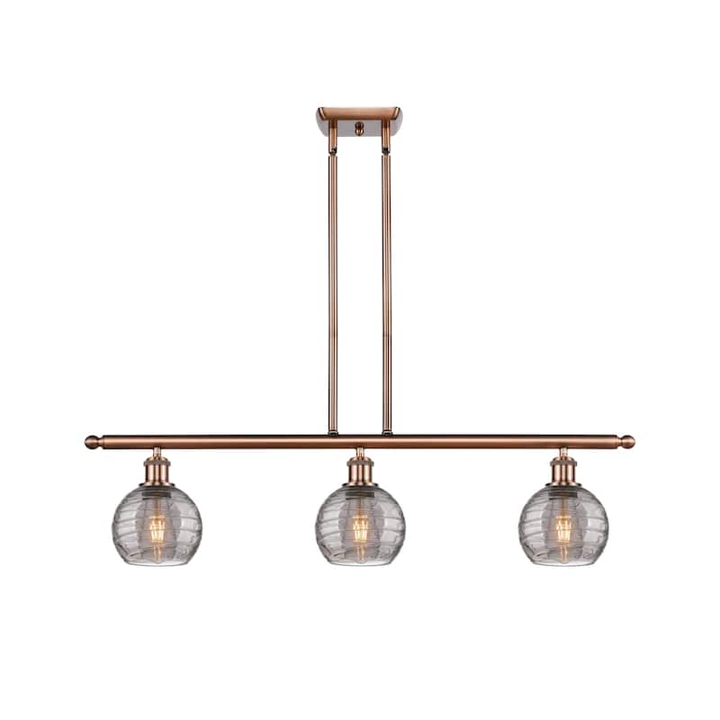 Innovations Lighting 516-3I 9 36 Athens Deco Swirl Chandelier Athens - Antique Copper / Light Smoke Deco Swirl
