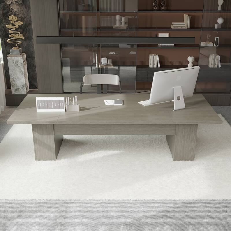 118.1" Large Conference Table, Modern Executive Office Desk with Heavy Duty Wood Base, Seats 8–10 Dining Table