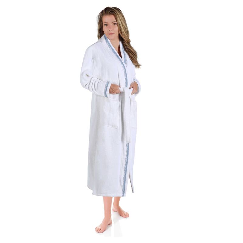 Superior Unisex Turkish Cotton Terry Kimono Bathrobe with Embroidery Robe