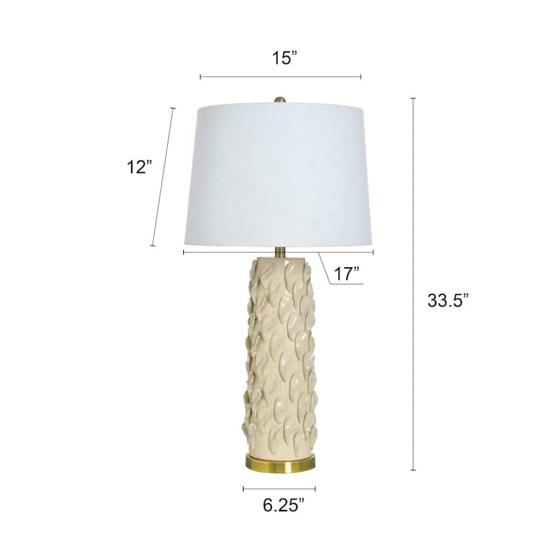 StyleCraft Ceramic Table Lamp - Cirri Cream - White Shade