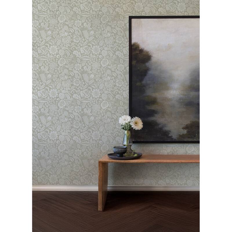 A-Street Prints Marta Beige Floral Trail Wallpaper