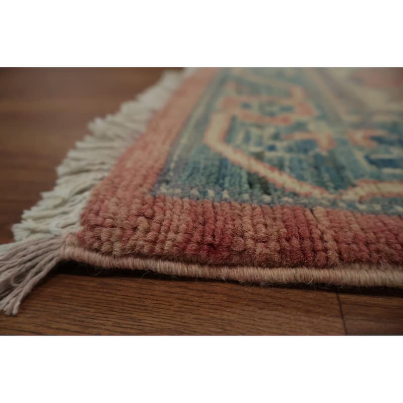 Hand Knotted Oriental 100% Wool Carpet Traditional Geometric Coral Kazak Area Rug - 9' 7'' X 8' 3''