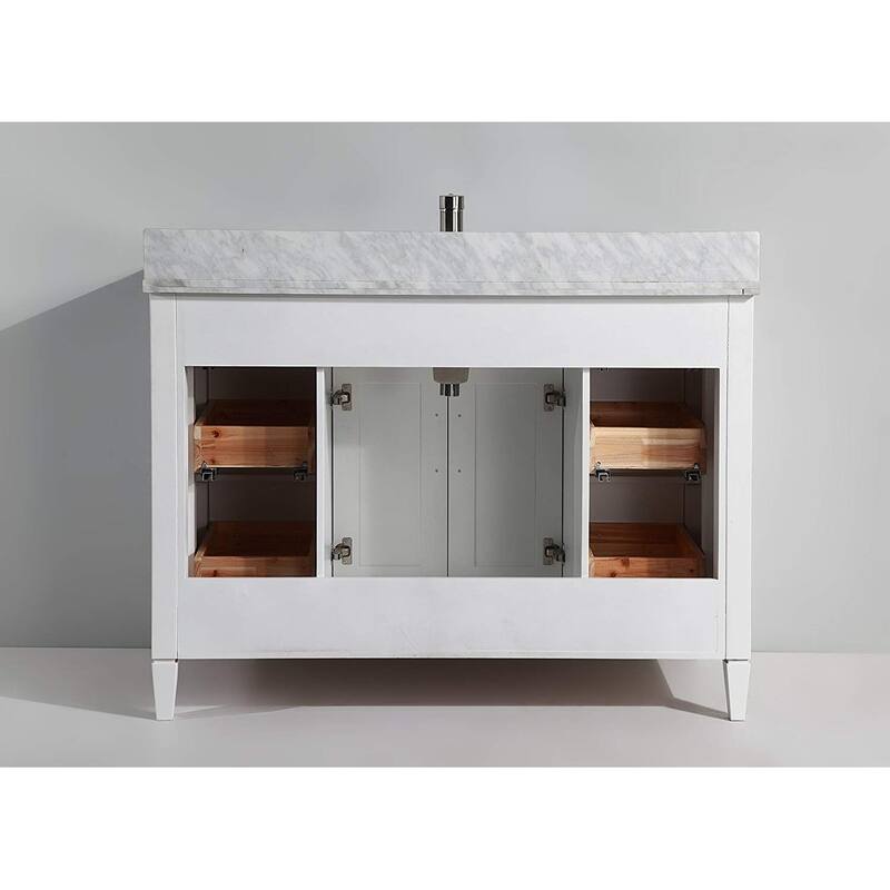 Vanity Art 60-Inch Single Sink Bathroom Vanity Set Carrara Marble Stone Top 7 Drawers 1 Shelf Undermount Sink with Free Mirror