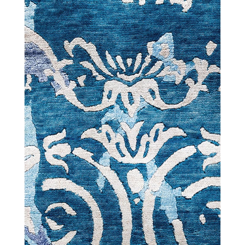 Modern One-of-a-Kind Hand-Knotted Area Rug, Blue - 9' 1" x 12' 2"