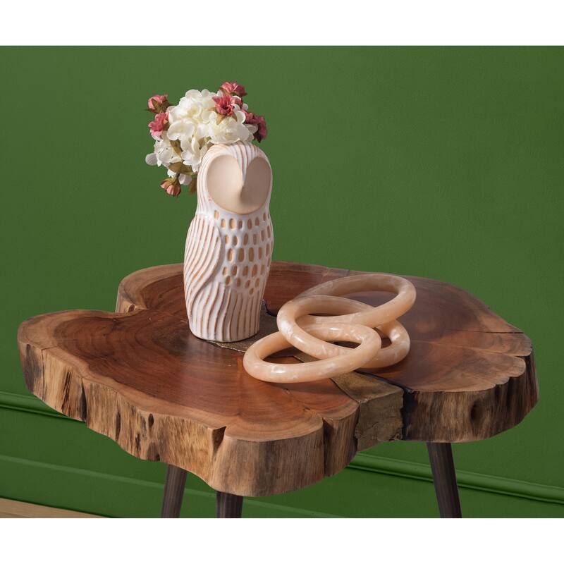 Sagebrook Home Resin 13" Round Tortoise Chain W Brass - 13" x 6" x 2" - Ivory/beige