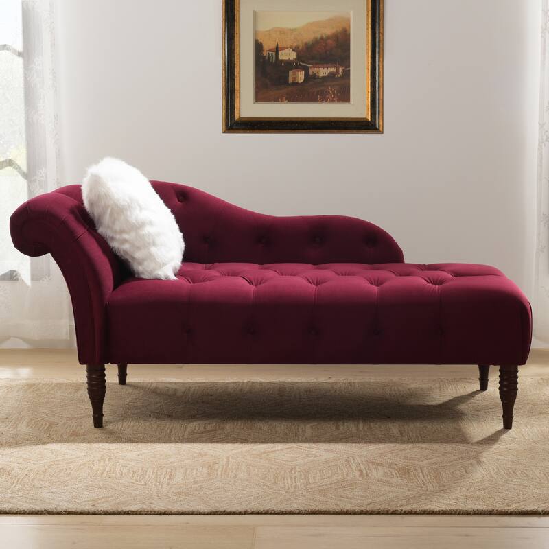 Carson Carrington Hockerum Velvet Right Arm Facing Tufted Chaise Lounge