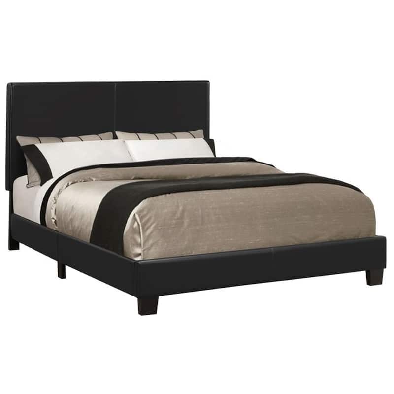 Chic Modern Design Black Leatherette Upholstered Bed