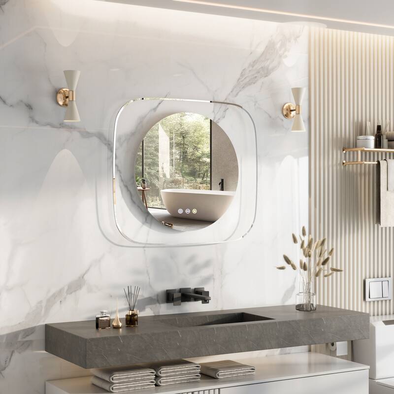 Innovation Lighted LED Bathroom Mirror 28"x32" Wall Mounted Vanity Mirror - 28”x32”