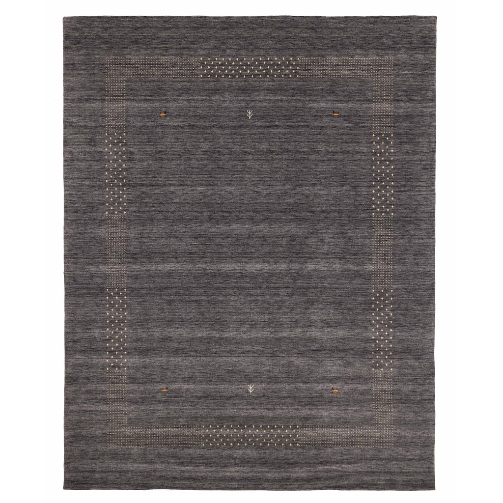 ECARPETGALLERY Hand Loomed Kashkuli Gabbeh Dark Grey Wool Rug - 9'1 x 11'8