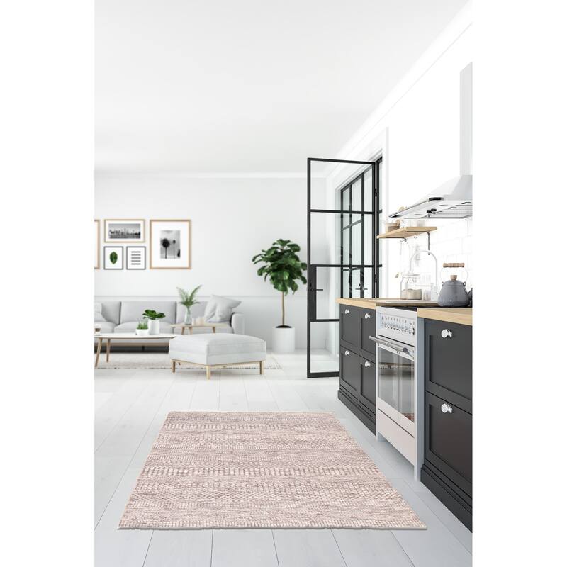 ECARPETGALLERY Hand-knotted Silk Shadow Grey Wool Rug - 4'10 x 6'11