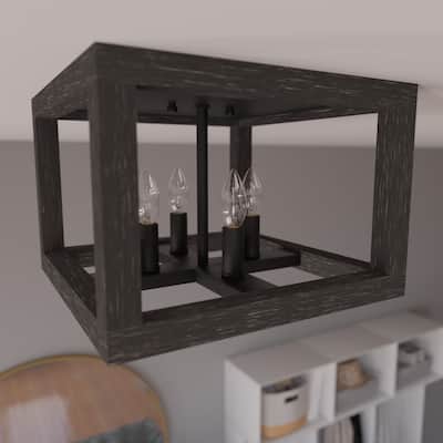 Hunter Squire Manor 4-Light Flush Mount - Modern Farmhouse, Transitional - Damp Rated!