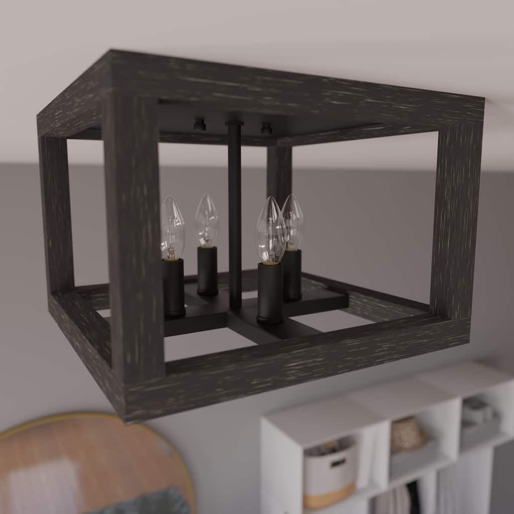 Hunter Squire Manor 4-Light Flush Mount - Modern Farmhouse, Transitional - Damp Rated!