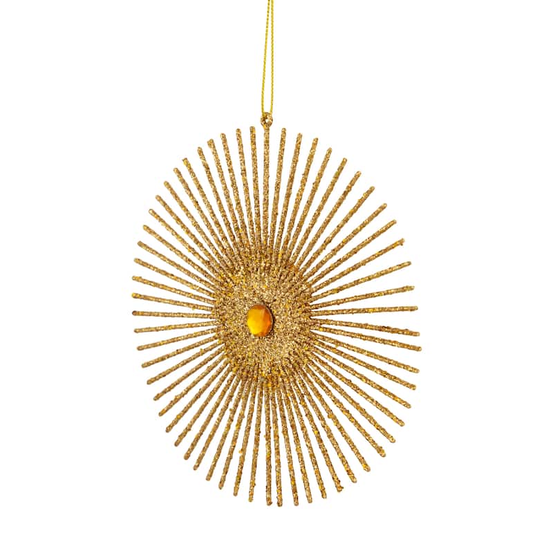 Glittered Round Sunburst Christmas Ornament - 6" - Gold