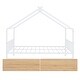 preview thumbnail 6 of 28, Full Size Metal House Bed with Two Drawers and Roof for Kids, Boys and Girls, Bedroom