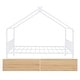 preview thumbnail 15 of 16, Twin Size Metal House Bed with 2 Drawers Storage Bed, White