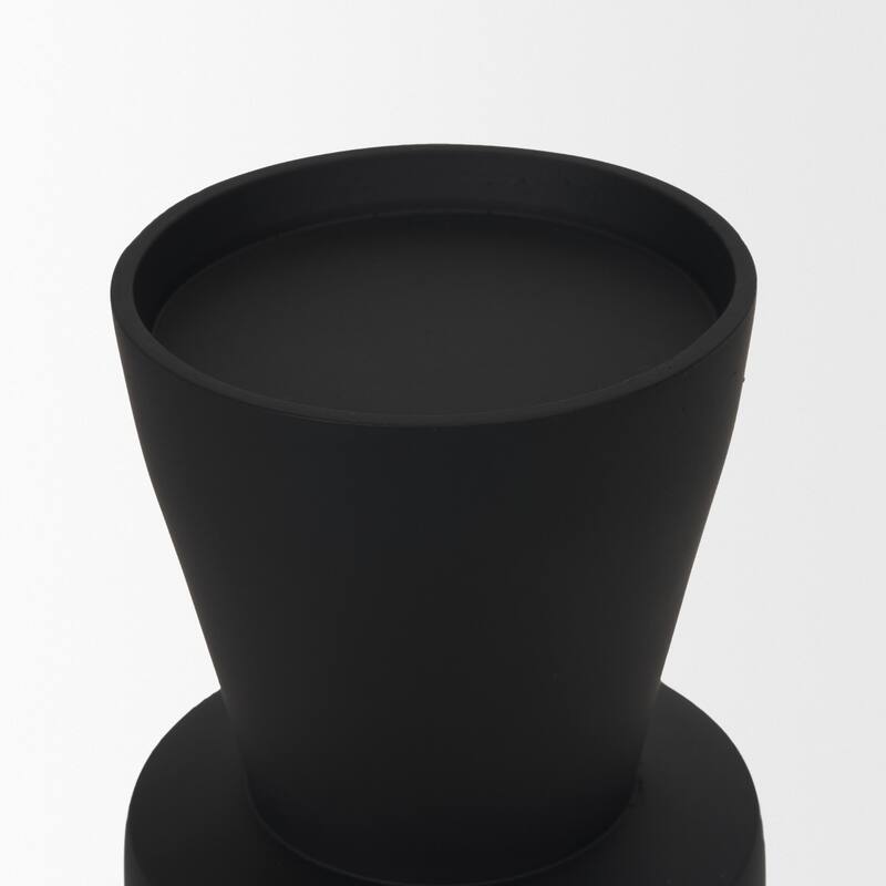 Odilia Large Smooth Matte Black Metal Geometric Pillar Candle Holder
