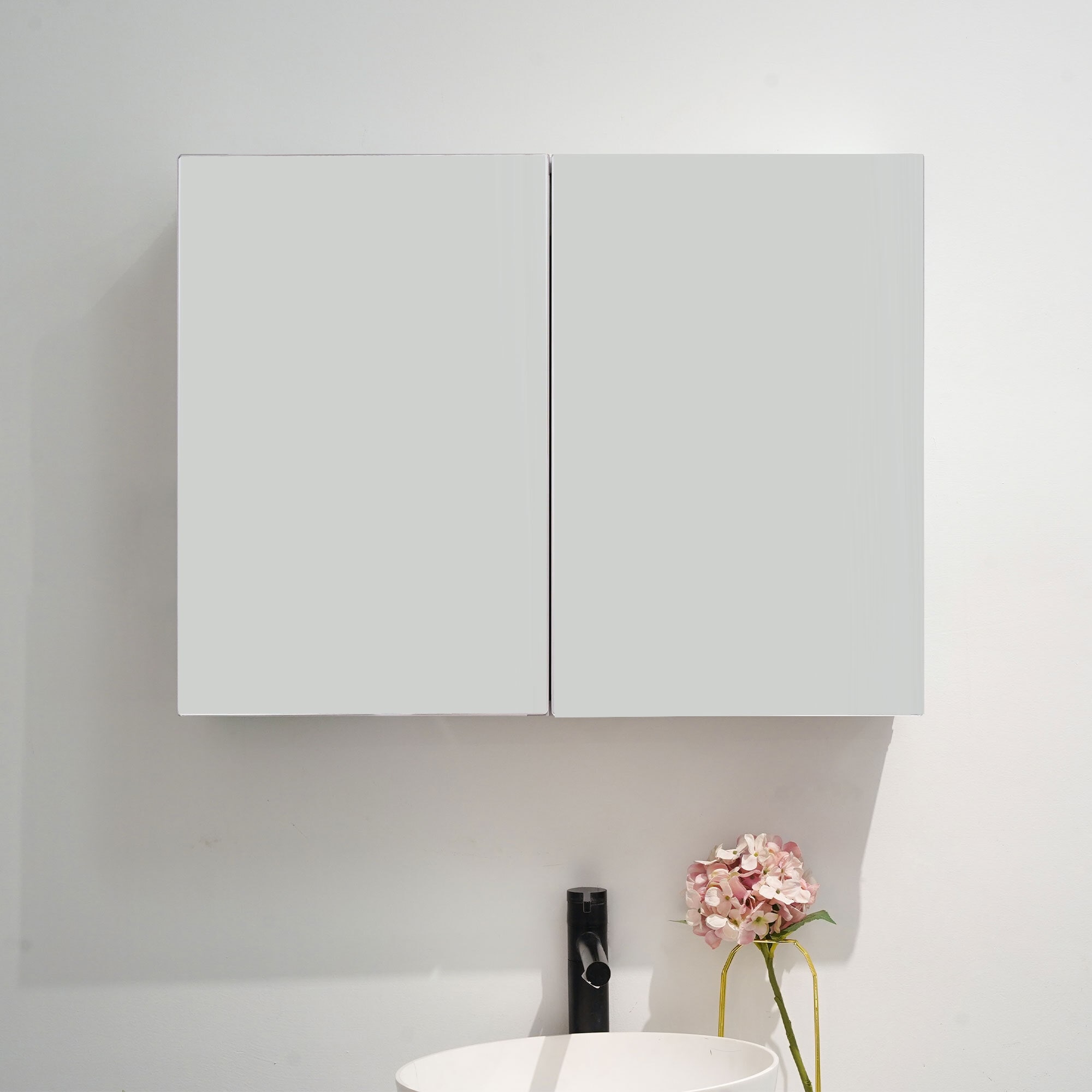 Unbranded Modern 24 in. W x 32 in. H Rectangular Aluminum Medicine Cabinet with Mirror for Bathroom