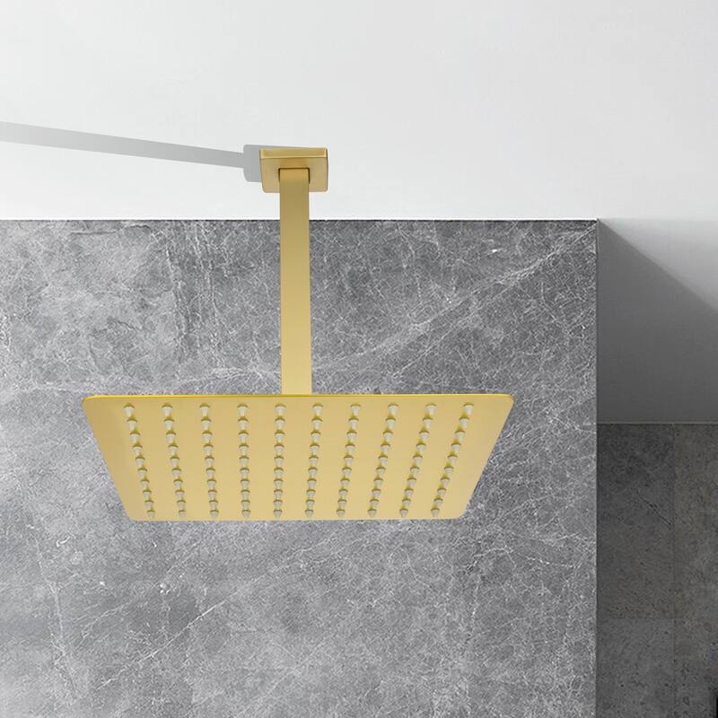10" Square High Pressure Rain Shower Head,304 Stainless Steel Rain Shower Head - Brushed Gold