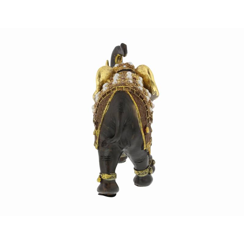 Brown Polystone Handmade Elephant Decorative Sculpture