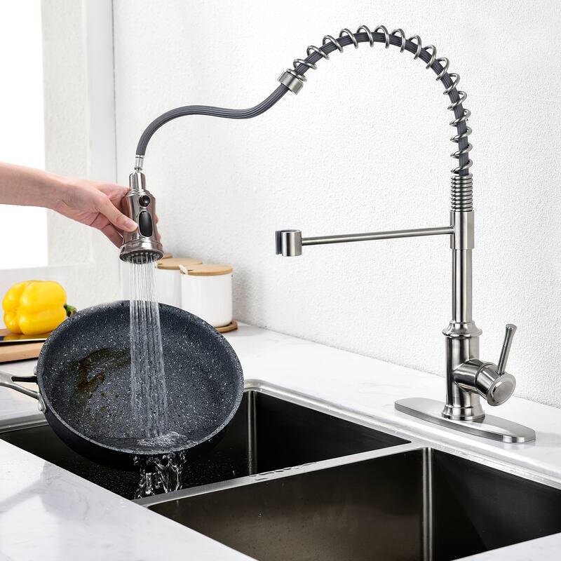 Single-Handle Pull-Down Sprayer Kitchen Faucet with Soap Dispenser